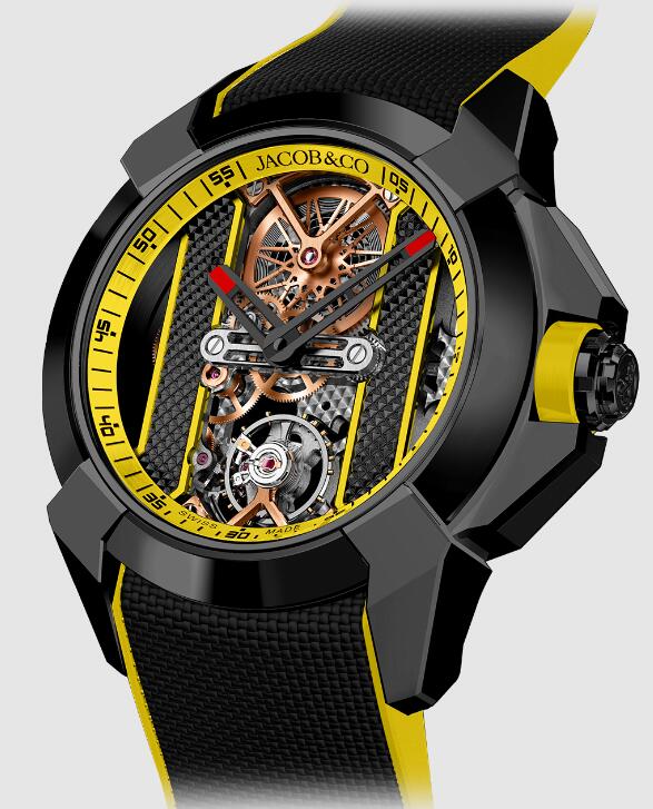 Jacob & Co EX120.11.AH.AA.ABRUA EPIC X STAINLESS STEEL BLACK DLC - YELLOW INNER RING replica watch